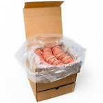 Full case of RawFedK9 3oz PMR medallions, including three boxes neatly packed for shipping fresh raw dog food.