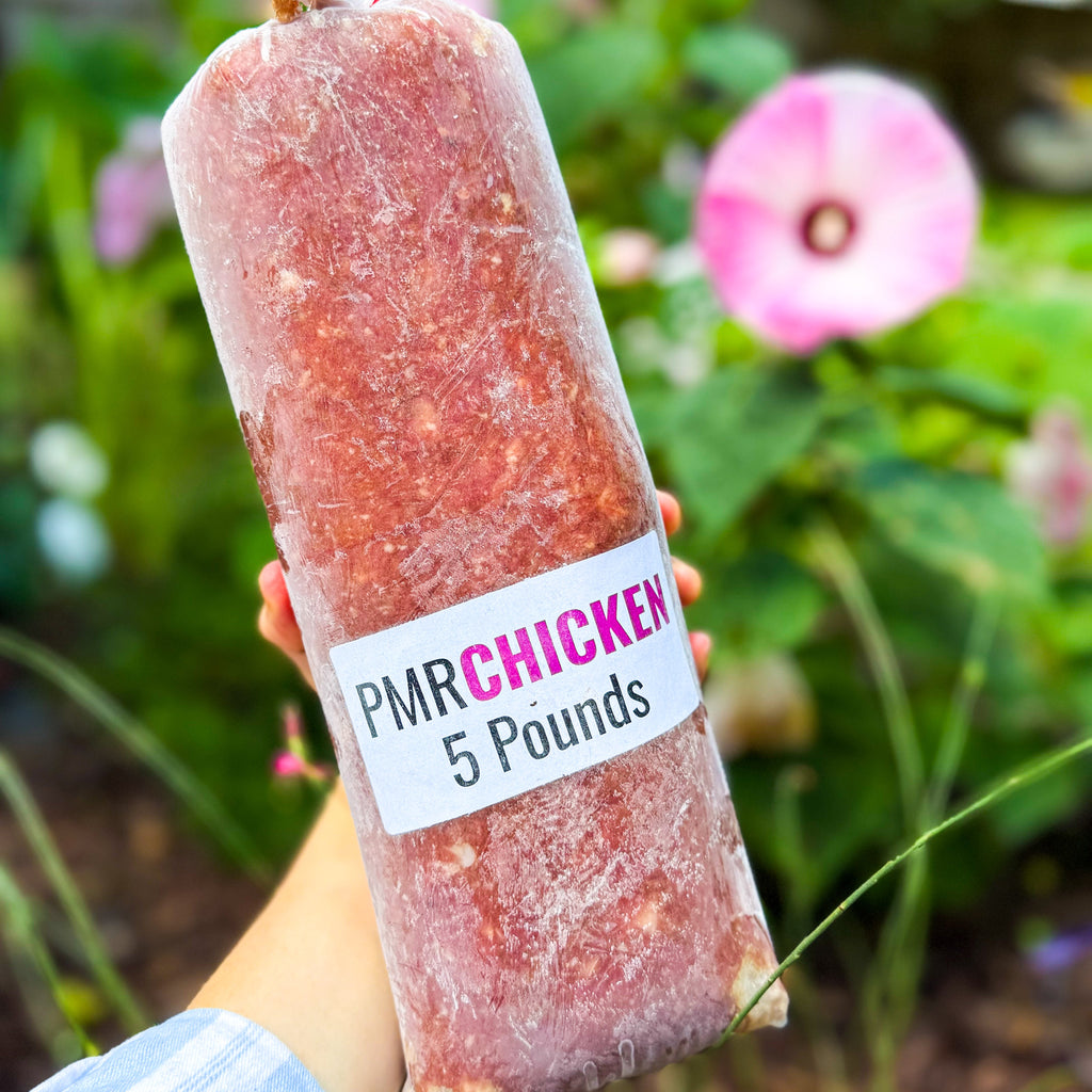 RawFedK9’s pre-portioned 5lb PMR Chicken chub, part of a species-appropriate raw diet