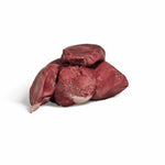 RawFedK9 raw turkey hearts displayed on a white background, showcasing fresh, nutrient-rich single-ingredient raw food for dogs.