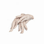 RawFedK9 raw chicken feet displayed on a white background, featuring natural, single-ingredient raw treats that support joint and dental health for dogs.