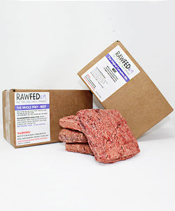 Raw Dog Food 10lb Transition Bundle - 2 boxes of beef shown with a stack of frozen patties