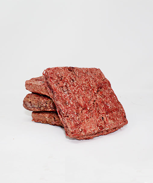 Raw Dog Food 10lb Transition Pack - frozen meat patties in a stack